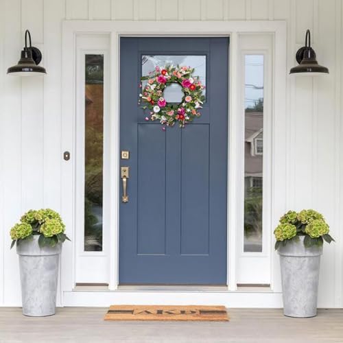 24" Wildflower Wreath for Front Door Daisy Lavender Floral Summer Front Door Wreath with Eucalyptus Greenery for, alternate