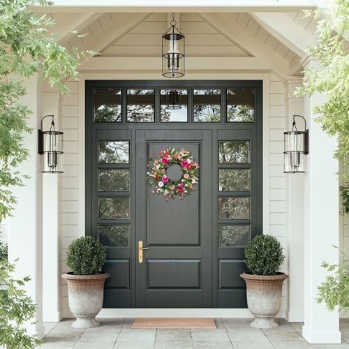 24" Wildflower Wreath for Front Door Daisy Lavender Floral Summer Front Door Wreath with Eucalyptus Greenery for, alternate