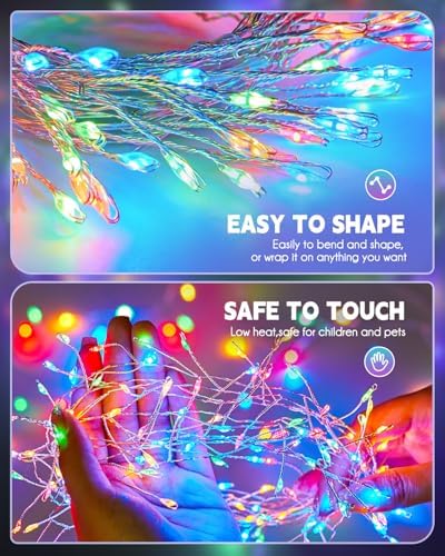 240 LED Solar Fairy Lights Outdoor Waterproof IP65, 20FT 8 Lighting Modes in Multicolor, alternate view 4
