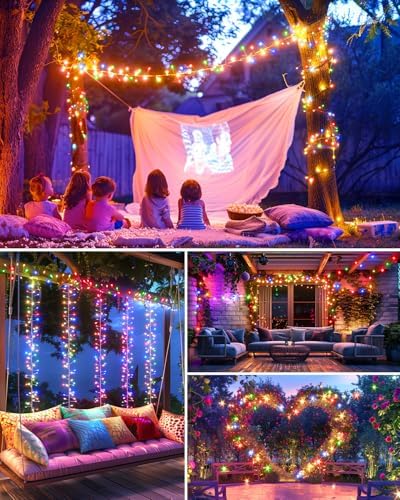 240 LED Solar Fairy Lights Outdoor Waterproof IP65, 20FT 8 Lighting Modes in Multicolor, alternate view 6