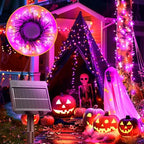 240 LED Solar Halloween Lights Outdoor Waterproof IP65, 20FT 8 Light Modes in Orange & Purple