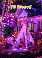 240 LED Solar Halloween Lights Outdoor Waterproof IP65, 20FT 8 Light Modes in Orange & Purple, alternate view 3