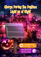 240 LED Solar Halloween Lights Outdoor Waterproof IP65, 20FT 8 Light Modes in Orange & Purple, alternate view 4