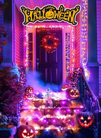 240 LED Solar Halloween Lights Outdoor Waterproof IP65, 20FT 8 Light Modes in Orange & Purple, alternate view 5