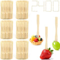 2400PCS Bamboo Appetizer Forks, Fancy Toothpicks for Appetizers - 3.5 Inch