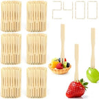 2400PCS Bamboo Appetizer Forks, Fancy Toothpicks for Appetizers - 3.5 Inch