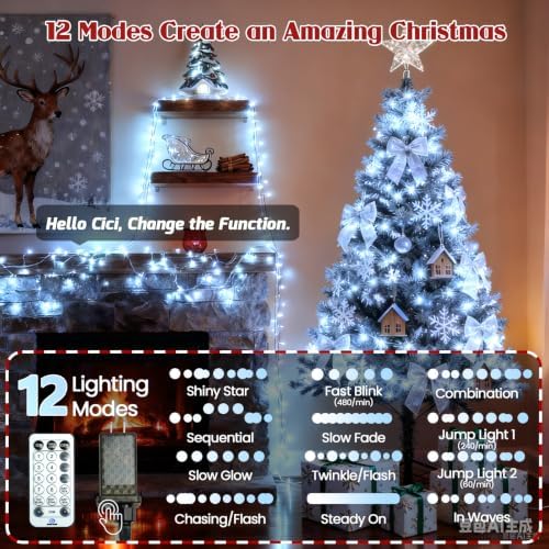240LED 88FT Christmas String Lights Voice Controlled Remote, Cool White in Cool White, alternate view 4