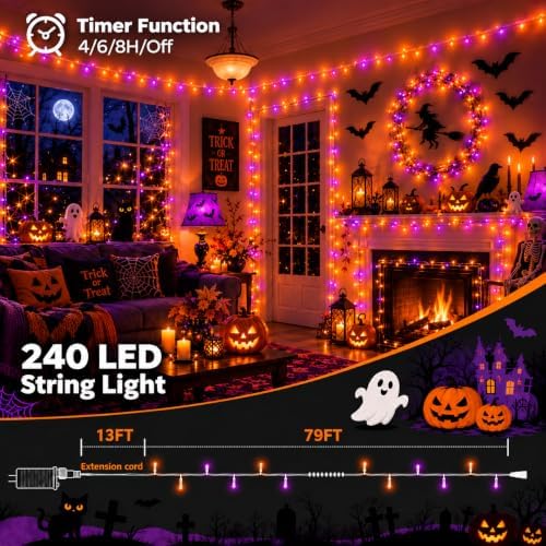 240LED 92FT Smart Color Changing Halloween String Lights RGB App & Remote, alternate view 5