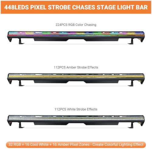 240W Stage Wash Light Bar - 448LEDs RGBWA DMX Light Bar by DMX Master-Slave Control 32 RGB & 12 White & 12 Amber, alternate