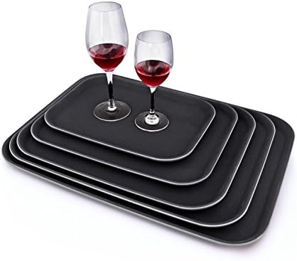 24883 Restaurant Grade Non-Slip Tray, Plastic, Rubber Lined, Rectangular, 10-Inch x 14-Inch, Brown (Pack of 2), alternate