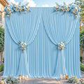 24ftx10ft Wrinkle Free Blue Backdrop Curtain - 10 Feet Photography Backdrop Drapes, Silky Polyester Back Drop