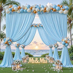24ftx10ft Wrinkle Free Blue Backdrop Curtain - 10 Feet Photography Backdrop Drapes, Silky Polyester Back Drop, alternate view