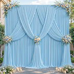 24ftx10ft Wrinkle Free Blue Backdrop Curtain - 10 Feet Photography Backdrop Drapes, Silky Polyester Back Drop, alternate view