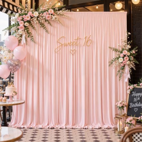 24ftx10ft Wrinkle Free Blush Pink Backdrop Curtain - 10 Feet Photography Backdrop Drapes, Silky Polyester Back, alternate