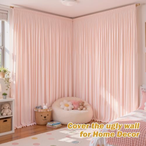 24ftx10ft Wrinkle Free Blush Pink Backdrop Curtain - 10 Feet Photography Backdrop Drapes, Silky Polyester Back, alternate