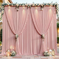 24ftx10ft Wrinkle Free Dusty Rose Backdrop Curtain - 10 Feet Photography Backdrop Drapes, Silky Polyester Back