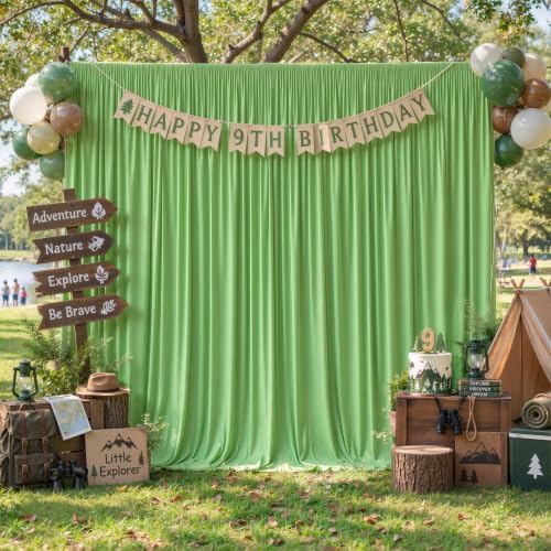 24ftx10ft Wrinkle Free Green Backdrop Curtain - 10 Feet Photography Backdrop Drapes, Silky Polyester Back Drop, alternate