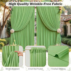 24ftx10ft Wrinkle Free Green Backdrop Curtain - 10 Feet Photography Backdrop Drapes, Silky Polyester Back Drop, alternate