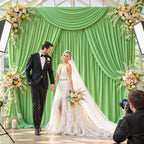 24ftx10ft Wrinkle Free Green Backdrop Curtain - 10 Feet Photography Backdrop Drapes, Silky Polyester Back Drop, alternate