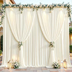 24ftx10ft Wrinkle Free Ivory Backdrop Curtain - 10 Feet Photography Backdrop Drapes, Silky Polyester Back Drop