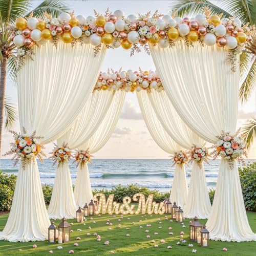 24ftx10ft Wrinkle Free Ivory Backdrop Curtain - 10 Feet Photography Backdrop Drapes, Silky Polyester Back Drop, alternate