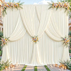 24ftx10ft Wrinkle Free Ivory Backdrop Curtain - 10 Feet Photography Backdrop Drapes, Silky Polyester Back Drop, alternate