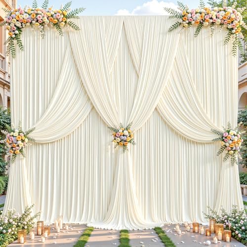 24ftx10ft Wrinkle Free Ivory Backdrop Curtain - 10 Feet Photography Backdrop Drapes, Silky Polyester Back Drop, alternate