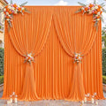 24ftx10ft Wrinkle Free Orange Backdrop Curtain - 10 Feet Photography Backdrop Drapes, Silky Polyester Back Drop