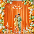 24ftx10ft Wrinkle Free Orange Backdrop Curtain - 10 Feet Photography Backdrop Drapes, Silky Polyester Back Drop, alternate