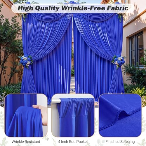 24ftx10ft Wrinkle Free Royal Blue Backdrop Curtain - 10 Feet Photography Backdrop Drapes, Silky Polyester Back, alternate