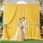 24ftx10ft Wrinkle Free Yellow Backdrop Curtain - 10 Feet Photography Backdrop Drapes, Silky Polyester Back Drop, alternate