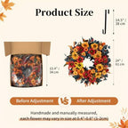 24in Fall Wreaths for Front Door, Sunflower Fall Wreath with Hanger in Orange & Red & Blue, alternate view 3