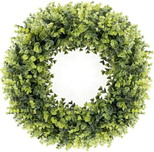 24In Large Boxwoods Door Wreaths for Front Door Spring Summer Outside All Season Green Year Round Artificial