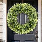 24In Large Boxwoods Door Wreaths for Front Door Spring Summer Outside All Season Green Year Round Artificial, alternate view