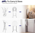 24in Round Folding Cocktail Table, Plastic Bar Height Table, White in White, alternate view 4