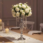 24in Wedding Centerpieces for Tables, 2pcs Silver Metal Diamond Crystal Wedding Flower Stand Centerpiece Vases, alternate