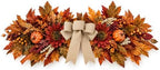 24Inch Artificial Fall Floral Swags Wreaths for Front Door Autumn Sunflower Flowers Pumpkin Berries Maple Leaf