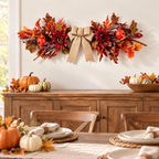 24Inch Artificial Fall Floral Swags Wreaths for Front Door Autumn Sunflower Flowers Pumpkin Berries Maple Leaf, alternate