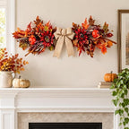 24Inch Artificial Fall Floral Swags Wreaths for Front Door Autumn Sunflower Flowers Pumpkin Berries Maple Leaf, alternate