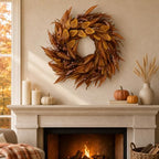 24Inch Artificial Fall Wreath for Front Door Decor Money Leaf Olive Branch in Tan, alternate view 2