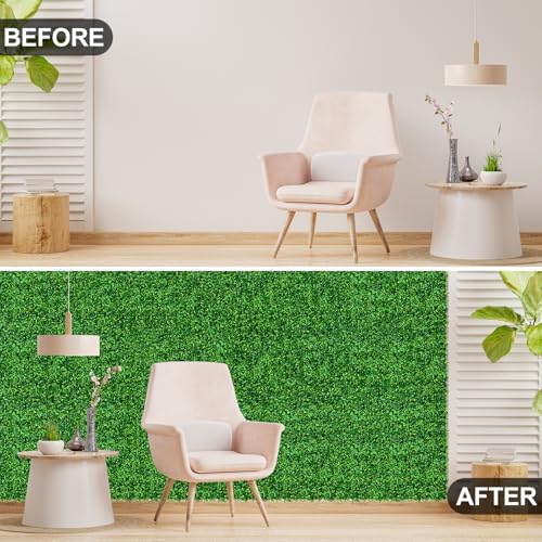 24Pcs 20" x 20" Grass Wall Panels, Anti-Fade Greenery Wall in 20x20 24pcs, alternate view 4