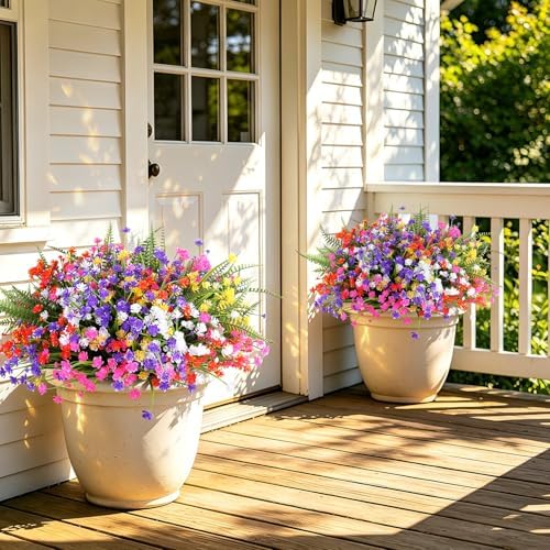 24PCS Artificial Outdoor Flowers, UV Resistant Plastic Flowers in Mix Color-3, alternate view 5