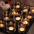 24pcs Assorted Clear Votive Candle Holders for Wedding Table Centerpieces in Clear