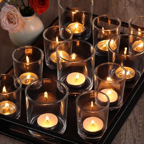 24pcs Assorted Clear Votive Candle Holders for Wedding Table Centerpieces in Clear