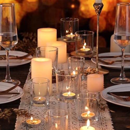 24pcs Assorted Clear Votive Candle Holders for Wedding Table Centerpieces in Clear, alternate view 3