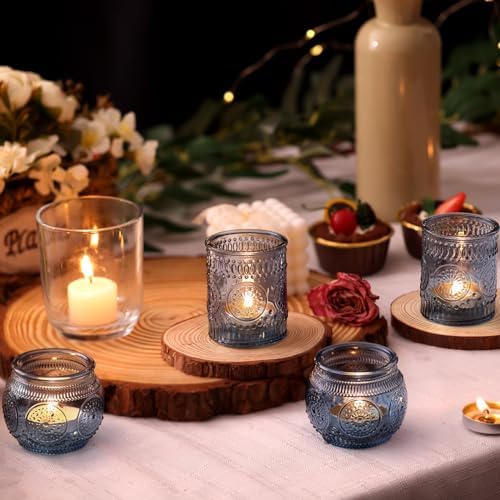 24Pcs Blue Votive Candle Holders - Glass Candle Holder for Party Decoration, Tea Lights Candle Holder for, alternate view 5