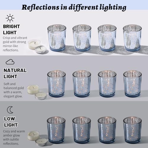 24pcs Blue Votive Candle Holders - Glass Tea Light Candles Holder, Standard Votive Size for Regular Votive, alternate view 3