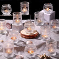 24Pcs Clear Votive Candle Holders - Glass Tea Light Candle Holder, Candle Holders Bulk, Embossed Candle Votives