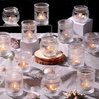 24Pcs Clear Votive Candle Holders - Glass Tea Light Candle Holder, Candle Holders Bulk, Embossed Candle Votives