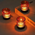 24pcs Fall Amber Votive Candle Holders Wedding Centerpieces for Tables in Brown